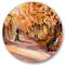 Designart - Road In The Park In Sunny Autumn Day - Country Metal Circle Wall Art